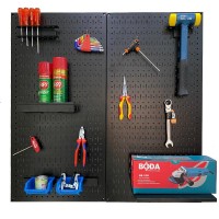 Black Pegboard double mesh panels with FABINA hanging accessories - 2 panels