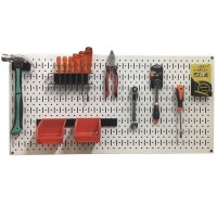 White pegboard with hanging accessories FABINA