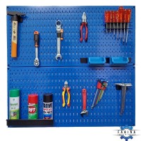 Double mesh Pegboard blue with hanging accessories FABINA - 2 panels