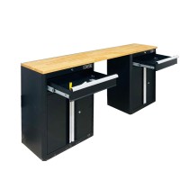 Black wooden plank double top 2 drawers CSPS 183cm W x 40cm D x 78.7cm HY