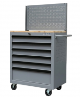 Tủ dụng cụ 6 hộc kéo màu xám kèm vách lưới Fabina