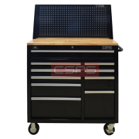 CSPS tool cabinet 104cm - 10 wooden plank drawers with mesh wall