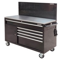 CSPS tool cabinet 132cm - 05 black drawers with mesh wall