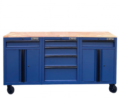 CSPS Blue Tool Cabinet 183cm with Wooden Top - 6 Drawers