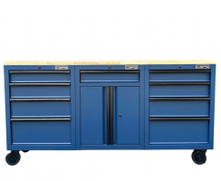 CSPS Blue Tool Cabinet 183cm with Wooden Top - 9 Drawers