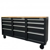 Tủ dụng cụ CSPS 183cm - 12 hộc kéo màu đen mặt ván gỗ (tay nắm trắng)
