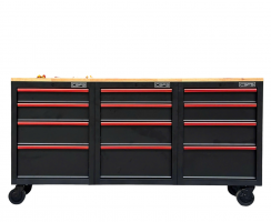 Tủ dụng cụ CSPS 183cm - 12 hộc kéo màu đen tay cầm đỏ mặt ván gỗ