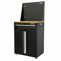 Tủ dụng cụ CSPS 61cm - 01 hộc kéo màu đen chân tăng chỉnh ván gỗ vách lưới tay cầm trắng(Khôngvách ngăn)