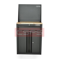 Tool cabinet CSPS 61cm - 01 black drawer with wooden plank with mesh wall (black handle)