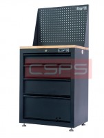 Tủ dụng cụ CSPS 61cm - 04 hộc kéo màu đen mặt ván gỗ kèm vách lưới