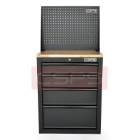 CSPS tool cabinet 61cm - 04 black drawers with wooden panels and mesh walls (black handles)