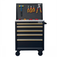 CSPS Black tool cabinet 76cm with Steel Top - 05 drawers (Gold Handles)