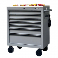 Tủ dụng cụ CSPS 76cm - 07 hộc kéo màu xám tay cầm đen (mặt inox)