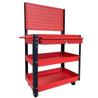 Xe đẩy 3 ngăn 1 hộc kéo vách lưới màu đỏ Fabina