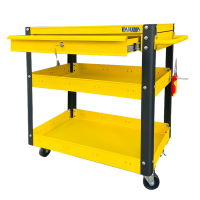 3-tier trolley with 1 drawer in yellow with black frame