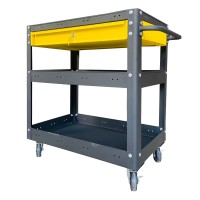 Fabina gold 3-tier trolley with black drawers